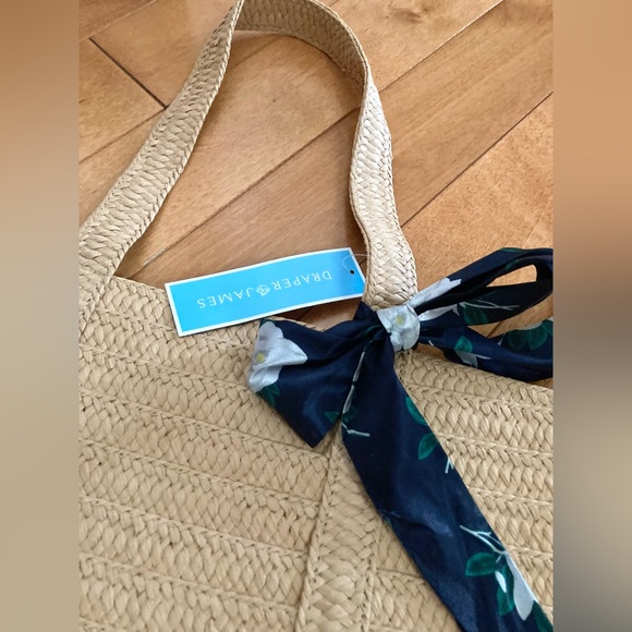NWT Draper James Straw Bag with Floral Scarf Coastal - Picture 8 of 8